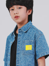 REGULAR FIT LEE SMILEY COLLECTION BOY'S SHIRT SHORT SLEEVE MID INDIGO