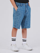 กางเกงขาสั้นเด็กผู้ชาย คอลเลคชั่น LEE SMILEY สียีนส์กลาง