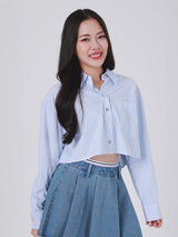 LEE PINK COLLECTION CROPPED FIT WOMEN'S SHIRT LONG SLEEVE BLUE