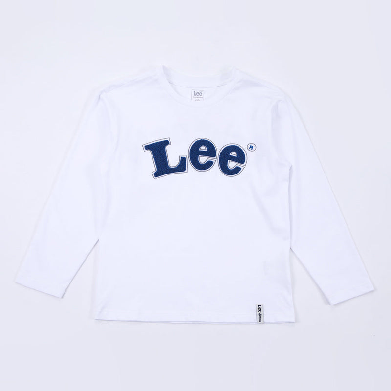 เสื้อยืดแขนยาวเด็กผู้ชาย คอลเลคชั่น LEE ORIGINALS ทรงตรง สีขาว