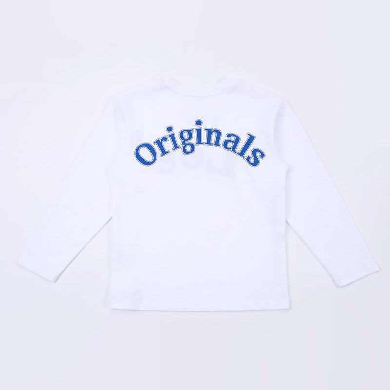 เสื้อยืดแขนยาวเด็กผู้ชาย คอลเลคชั่น LEE ORIGINALS ทรงตรง สีขาว