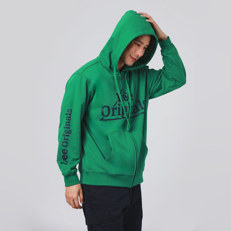 LEE ORIGINALS COLLECTION COMFORT FIT MEN'S ZIP UP HOODIE GREEN