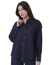 OVERSIZE FIT WOMEN'S LONG SLEEVE DENIM SHIRT DARK INDIGO