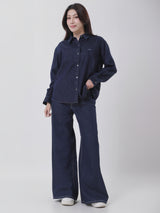 OVERSIZE FIT WOMEN'S LONG SLEEVE DENIM SHIRT DARK INDIGO