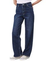 STRAIGHT FIT HIGH RISE REGULAR WOMEN'S JEANS MID INDIGO
