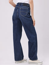 STRAIGHT FIT HIGH RISE REGULAR WOMEN'S JEANS MID INDIGO