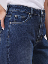 STRAIGHT FIT HIGH RISE REGULAR WOMEN'S JEANS MID INDIGO