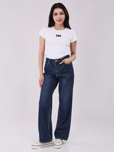 STRAIGHT FIT HIGH RISE REGULAR WOMEN'S JEANS MID INDIGO