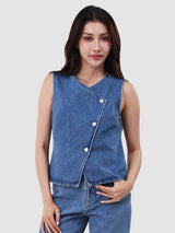 WOMEN'S DENIM VEST MID INDIGO