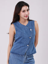 WOMEN'S DENIM VEST MID INDIGO