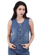 WOMEN'S DENIM VEST LIGHT INDIGO