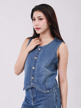 WOMEN'S DENIM VEST LIGHT INDIGO