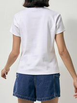 เสื้อยืดแขนสั้นผู้หญิง คอลเลคชั่น LEE PINK ทรงตรง สีขาว