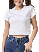 CROP FIT LEE PINK COLLECTION WOMEN'S TEE SHORT SLEEVE WHITE