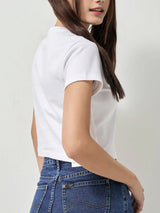 CROP FIT LEE PINK COLLECTION WOMEN'S TEE SHORT SLEEVE WHITE