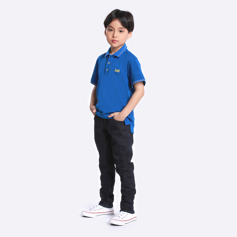 REGULAR FIT ICONIC LOGO COLLECTION BOY'S POLO SHORT SLEEVE NAVY