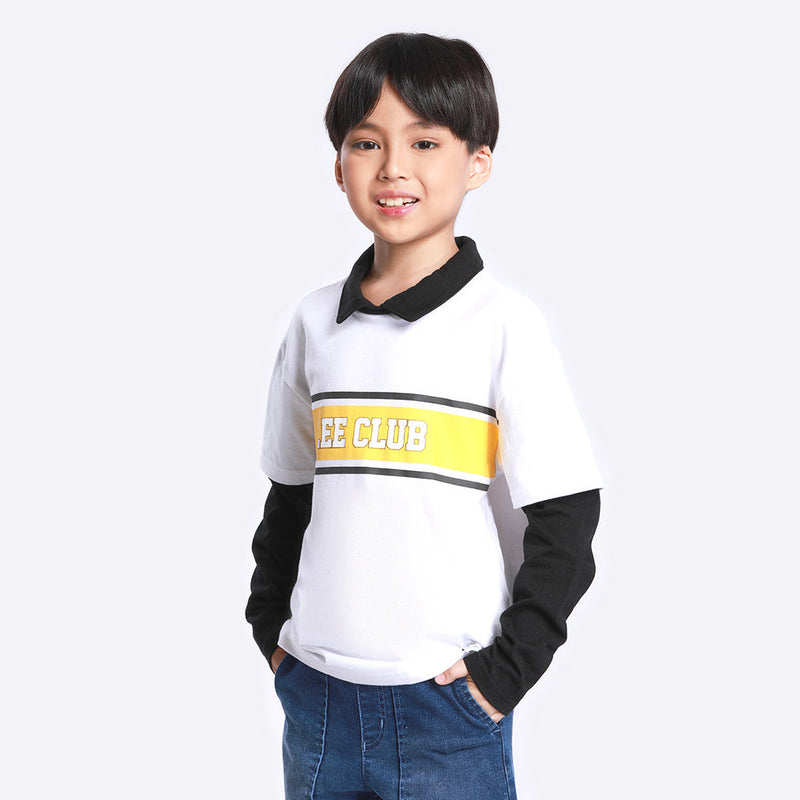 REGULAR FIT LEE CLUB COLLECTION BOY'S TEE LONG SLEEVE WHITE