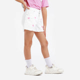 กางเกงขาสั้นเด็กผู้หญิง คอลเลคชั่น LEE CLUB SHORTS FIT สีขาว