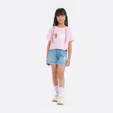 CROP FIT LEE BEAR COLLECTION GIRL'S TEE SHORT SLEEVE PINK