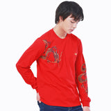 เสื้อยืดแขนยาวผู้ชาย คอลเลคชั่น CHINESE NEW YEAR ทรงตรง สีแดง