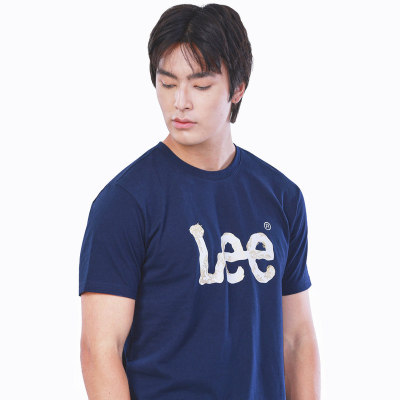 เสื้อยืดแขนสั้นผู้ชาย คอลเลคชั่น LEE THAI 2024 ทรงตรง สีน้ำเงิน