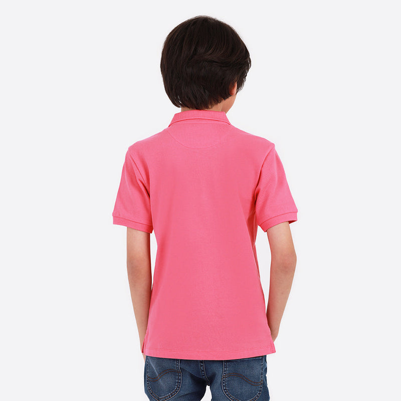 เสื้อยืดโปโลเด็กผู้ชาย ทรงตรง สีชมพู